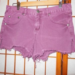 Free People maroon denim cheeky shorts